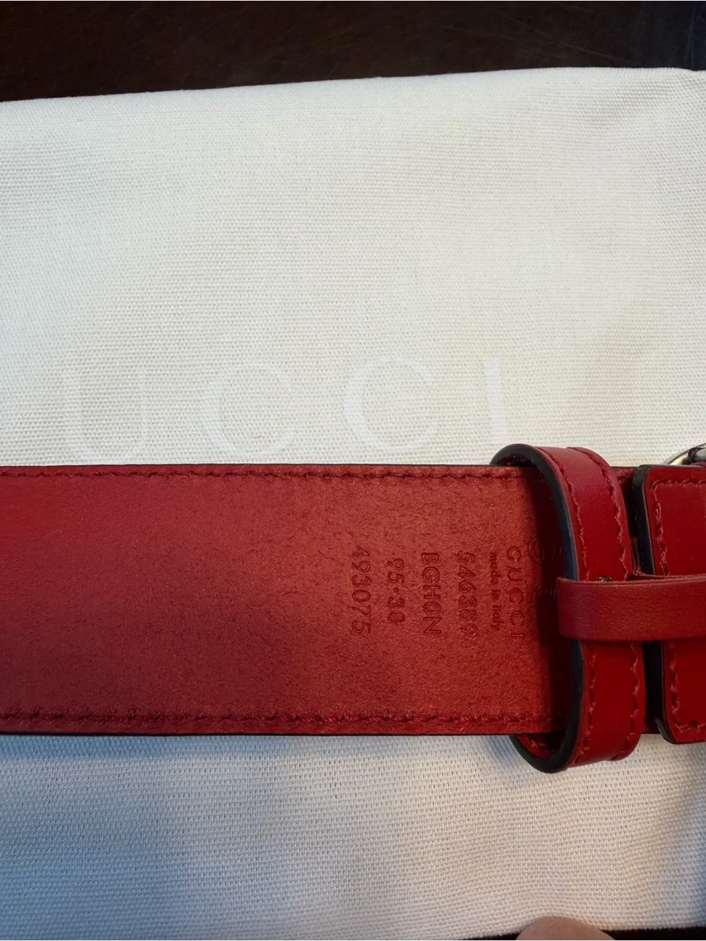 New Gucci GG Logo Belt Red Size 38 / 95 cm Fits a Waist 34 - 38